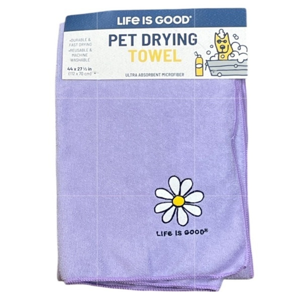 Life is good - 2/$28 - ‘Daisy - pet purple’ pet drying towel. NWT.